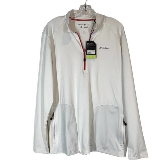 Eddie Bauer Sweatshirt White Quarter Zip Summer Medium - Picture 10 of 10